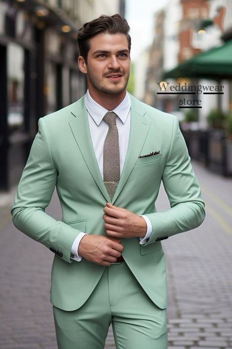 Suits Men 3 Piece, 3 Piece Suit Groom, Green Suits, Suit Groomsmen, Suit Groom, Ethnic Wedding, Suits Men, Groomsmen Suits, Green Suit