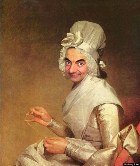 Mr. Bean rocks classic paintings Mr Bean Photoshop, Mr Bean Funny, Gilbert Stuart, Arte Pin Up, Famous Portraits, Istoria Artei, Caricature Artist, Mr Bean, Historical Painting