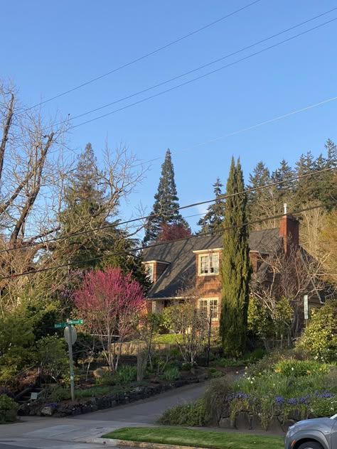 Outside of a house in Oregon Oregon Houses Woods, Washington Forest House, Oregon Lake House, Washington State House Aesthetic, Portland Oregon Aesthetic Homes, Homes In Oregon, Houses In Washington State, Oregon Aesthetic House, Forks Washington Houses