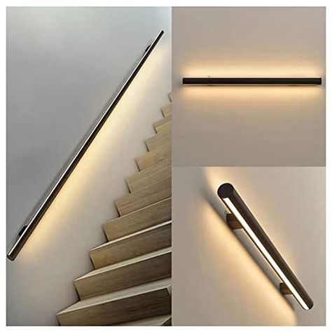 LED Aluminum Handrail Grab Bar Kit - Stairs Railing with Light - for Outdoor Decks and Indoor Stairs (Color : Natural, Size : 59\"/1.5m) - NineLife - New Zealand Handrails For Stairs, Garage Steps, Handrail Lighting, Stairs Colours, Indoor Stairs, Aluminum Handrail, Outdoor Decks, Stairs Railing, Stair Rail