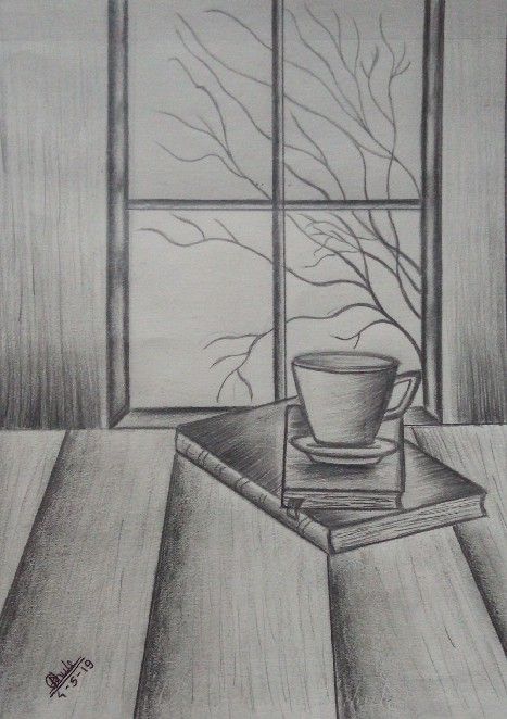 Drawing Backgrounds Ideas Sketch, Blimp Drawing, Pencil Art Drawings Easy Simple, Shading Drawing Sketches, Simple Landscape Drawing, Scenery Sketch, Drawing Scenery, Pencil Drawings For Beginners, Nature Art Drawings