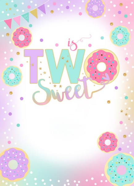 Two Sweet Invitation Template, Too Sweet 2nd Birthday, 2 Sweet Birthday Theme, Two Sweet Party 2nd Birthday, 2nd Birthday Party Invitations, Two Sweet Birthday Invitation, Candy Invitations, Donut Birthday Party Invitations, Two Sweet Birthday