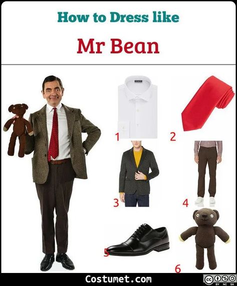 Mr. Bean Costume for Cosplay & Halloween 2020 Mr Bean Costume, Movie Costumes Men, Movie Character Cosplay, Movie Character Outfits, Brown Tweed Jacket, Cartoon Halloween Costumes, British Costume, Movie Character Costumes, Rowan Atkinson