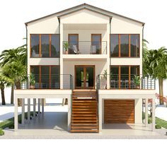 Elevated House Exterior, Small Raised House Plans, Raised House Exterior, House On Stilts Plans, Modern Costal House, Beach House Design Floor Plans, Stilt House Plans Coastal Homes, Stilt House Plans Modern, Elevated Coastal House Plans