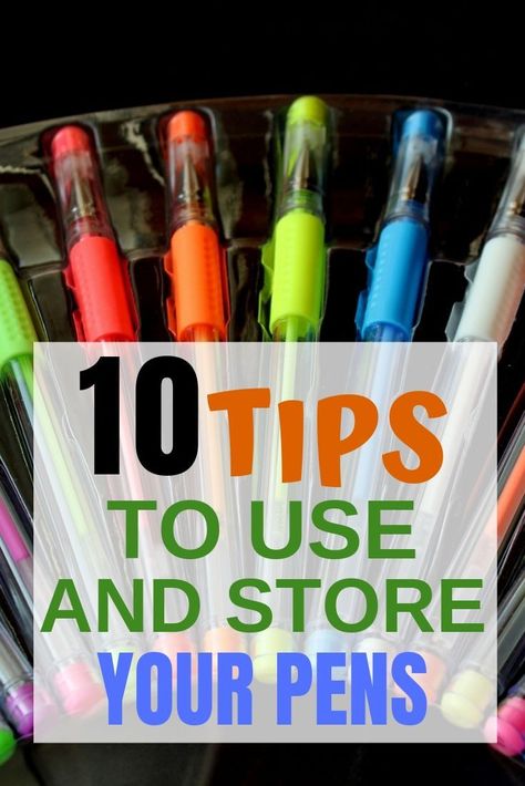 The best tips to use and store your pens so they will not dry and serve you for a long time! #crafts #supplies Gel Pen Storage Ideas, Organizing Pens And Markers, Organize Pens And Markers Storage Ideas, Pen Storage Ideas, Pen Storage Diy, Diy Craft Room Storage, Paper Mate Pens, Craft Storage Solutions, Organizational Hacks