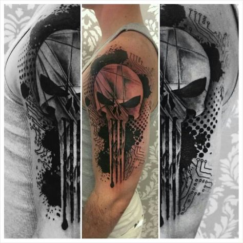 Punisher skull tattoo Punisher Skull Tattoo, Punisher Tattoo, Chris Tattoo, Patriotic Tattoos, Comic Tattoo, Maori Tattoo Designs, Marvel Tattoos, Punisher Skull, Geniale Tattoos