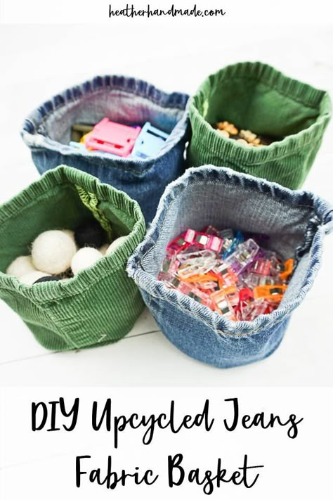 Organizing Drawers, Jeans Crafts, Denim Crafts Diy, Upcycled Jeans, Folded Fabric Ornaments, Blue Jeans Crafts, Basket Uses, Fabric Christmas Ornaments Diy, Quilted Christmas Ornaments