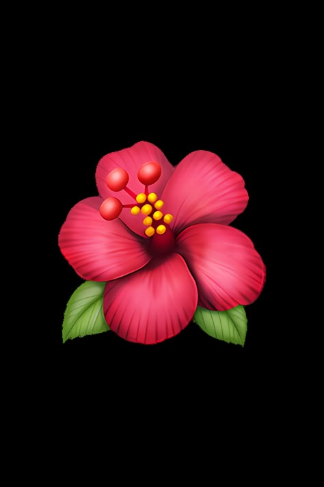 The 🌺 Hibiscus emoji appears as a bright pink or red flower with five petals and a yellow center. The petals are slightly curved and overlap each other, giving the appearance of depth and texture. The flower is surrounded by green leaves, which are visible at the bottom of the emoji. Overall, the 🌺 Hibiscus emoji is a vibrant and eye-catching representation of this tropical flower. Emoji Flower, Emoji Ip, Apple Emoji, Emoji Copy, Phone Emoji, Apple Emojis, Emojis Iphone, Imessage Sticker, Emoji Stickers Iphone