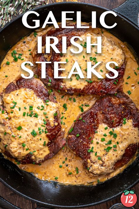 Gaelic Irish Steaks with Whiskey Cream and Colcannon | 12 Tomatoes Irish Gaelic Steak, Traditional Celtic Recipes, Coddle Recipe Irish, Irish Dinner Ideas, Cooking With Whiskey, Irish Foods Traditional, Guiness Irish Stew Recipe, Irish Meals Traditional, Irish Crockpot Recipes