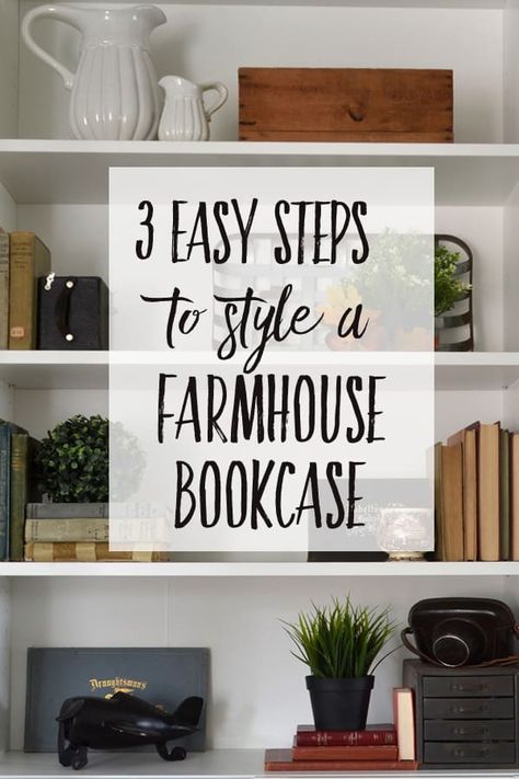 Farmhouse Bookshelf Decor, Farmhouse Bookshelves, Ikea Bookcases, Farmhouse Bookcase, Farmhouse Bookcases, Farmhouse Bookshelf, Farmhouse Shelves Decor, Styling A Bookcase, Styling Bookshelves