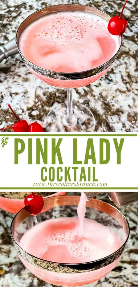 Pink Ladies Party, 50 Shades Of Pink Party, Pink Party Drinks, Green Bachelorette, White Lady Cocktail, Pink Lady Cocktail, Christmas Cocktails Easy, Grease Movie, Fun Drink Recipe