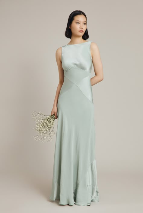 Ghost Bridesmaid Dress, Ghost Dresses, Green Ghost, Bridal Party Outfit, Elle Dress, Dusty Green, Wedding Guest Looks, Green Bridesmaid Dresses, Floor Length Gown