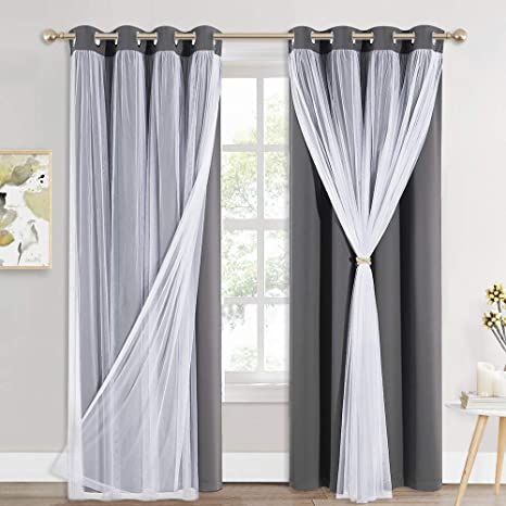 Window Curtains Ideas, Window Coverings Blackout, Living Room Curtain, Voile Panels, Window Sheers, Layered Curtains, Curtain Styles, White Sheer Curtains, Curtains Ideas