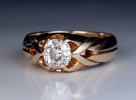 Old Mine Cut Diamond Ring c. 1890 - Antique Jewelry | Vintage Rings | Faberge Eggs Antique Mens Rings, Jewellery Pandora, Jewellery Organizer, Antique Cushion Cut, Mens Ring Designs, Jewellery Shops, Antique Cushion, Cushion Cut Diamond Ring, Vintage Gold Rings