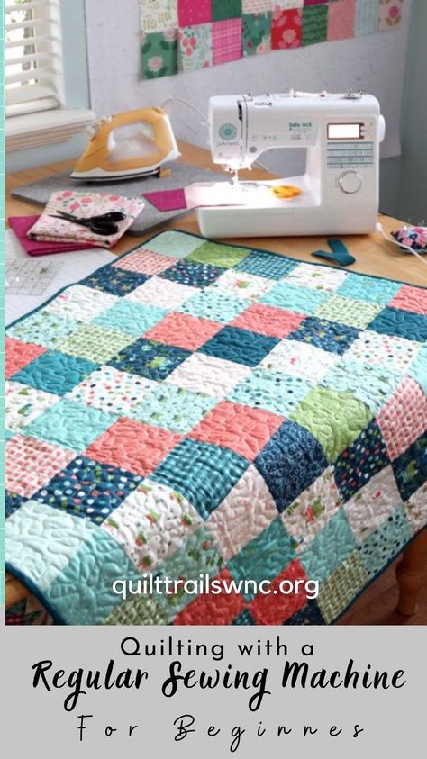 Sewing Machine For Beginners, Beginner Quilt Tutorial, Machine Quilting Tutorial, Beginner Quilting Projects, Beginning Quilting, How To Quilt, Quilting 101, Sewing Machine Quilting, Quilting Designs Patterns