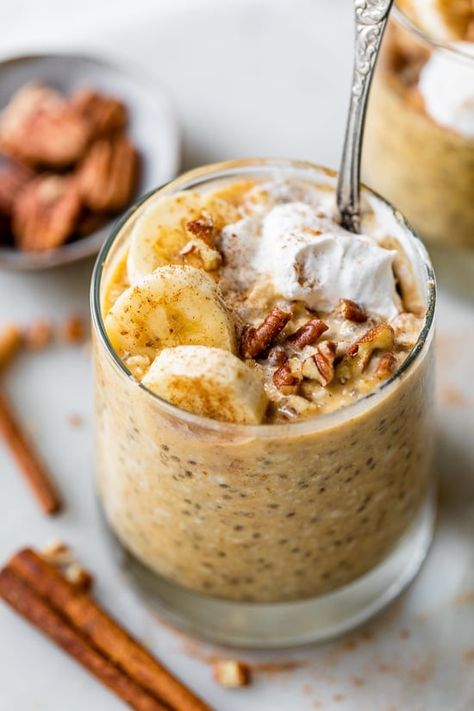 Pumpkin Overnight Oats Skinnytaste Breakfast, Pumpkin Pie Overnight Oats, Pumpkin Overnight Oats, Overnight Oats In A Jar, Pumpkin Oats, Vegan Overnight Oats, Overnight Oat, Oats Recipe, Pumpkin Butter