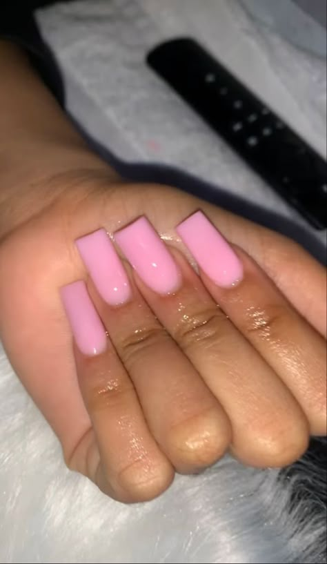 Basic Baddie Nails Medium, Plain Baddie Nails, Nail Shop Nails, Medium Long Square Acrylic Nails, Short Baby Pink Acrylic Nails, Pink Medium Square Nails, Medium Square Acrylic Nails Pink, Long Acrylic Pink Nails, Pink Nail Ideas Square