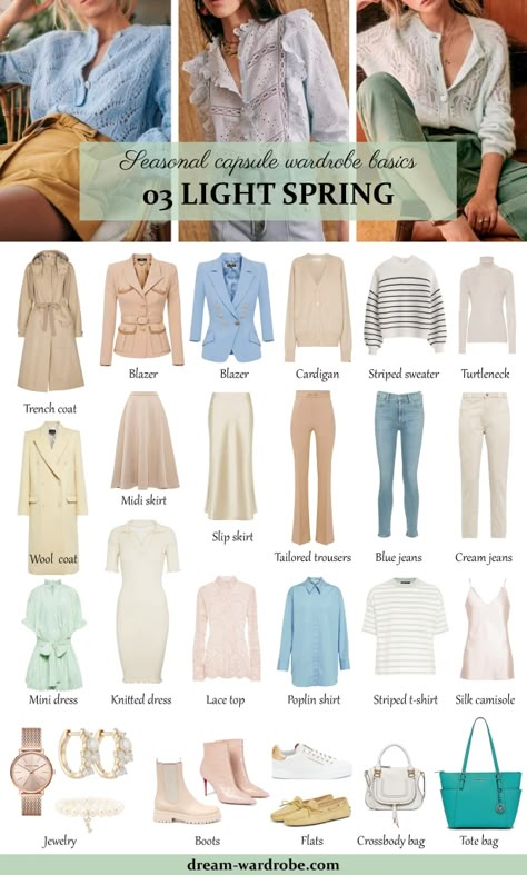 Light Spring Color Palette Outfits, Spring Color Palette Outfits, Light Spring Wardrobe, Light Spring Outfits, Light Spring Palette, Light Spring Color Palette, Spring Colour Palette, Light Spring Colors, Capsule Wardrobe Basics