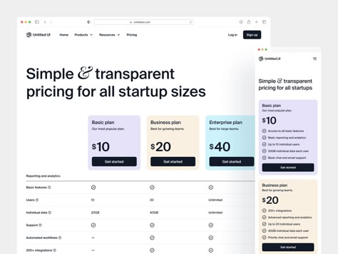 Pricing table — Untitled UI by Jordan Hughes® on Dribbble Table Ui, Ux Tips, Website Landing Page Design, Website Design Inspiration Layout, Price Page, Mobile Table, Card Ui, Data Table, Graphic Design Business Card