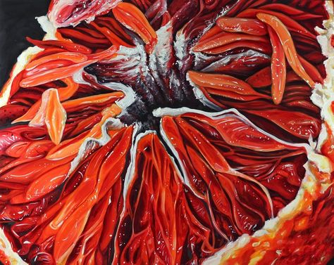 Angela Faustina Abstract Painting - Blood Xvii Abstract Contemporary Realism- 2019 Angela Faustina, Expressionist Landscape, Contemporary Realism, Realism Artists, Personal Investigation, Detailed Paintings, Realism Painting, Canvas Painting Landscape, Fruit Painting