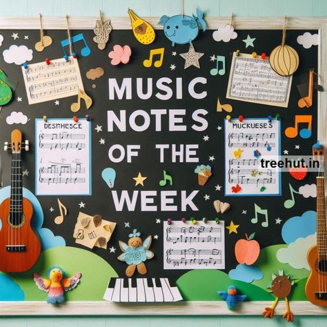 Music Bulletin Board Ideas and Activities for Elementary School, Back to School Classroom Decoration and Activities Music Display Board, School Music Room Design Ideas, Music Class Bulletin Board Ideas, Music Theme Bulletin Board Ideas, Music Decorations Classroom, Music Classroom Bulletin Board Ideas, Music Room School, Music Classroom Rules, Elementary Music Classroom Decor