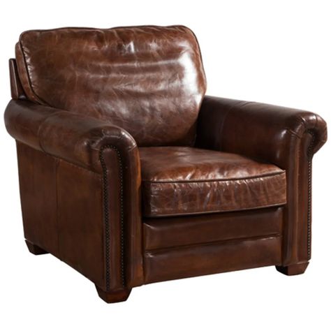 Williston Forge Ramsey Club Chair | Wayfair.co.uk Country Style Living Room, Brown Leather Armchair, Leather Sofa Chair, Leather Accent Chair, Retro Chair, Brown Sofa, Armchair Furniture, Leather Lounge, Vintage Sofa