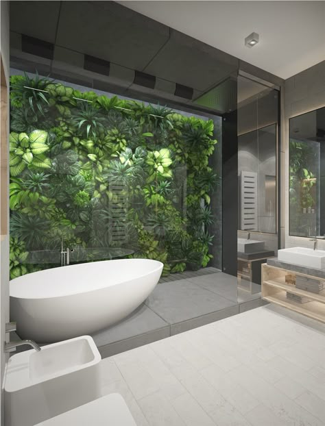 RAINFOREST BATHROOM on Behance Wall Gardening, Modern Zen Bathroom, Jungle Bathroom, Architects Portfolio, Penthouse Interior, Indoor Outdoor Bathroom, Outdoor Bathroom Design, Art Place, Tropical Bathroom