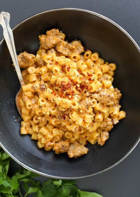 This easy pasta recipe is a hybrid between creamy marry me ditalini sausage pasta and fancy hamburger helper with sausage. Lemon Goat Cheese Pasta, Marry Me Pasta Salad, Marscapone Recipes Pasta, Ditalini Pasta Recipes Ground Beef, Marry Me Food, Ground Pork Pasta Recipes, Ditalini Pasta Recipes, How To Grill Asparagus, Grill Asparagus