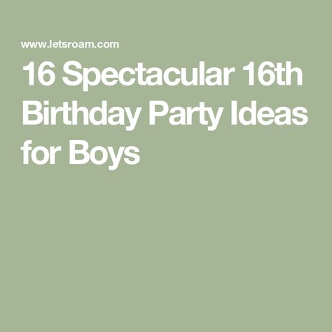 16 Spectacular 16th Birthday Party Ideas for Boys 16th Birthday Party Ideas, Birthday Party Ideas For Boys, Boy 16th Birthday, Birthday Packages, Sixteenth Birthday, 16th Birthday Party, Sweet 16 Parties, Surprise Party, Party Venues