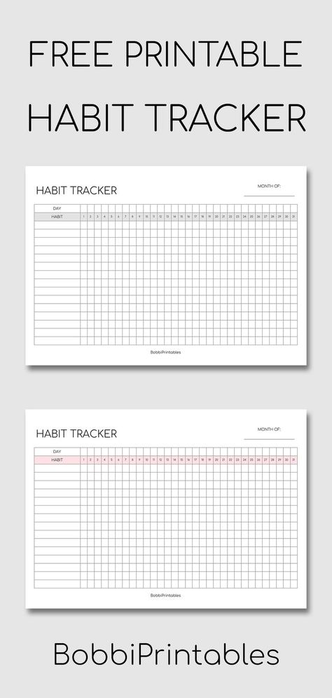 Download this monthly habit tracker printable template for free. This printable is in size A4, but you can easily adjust your print... Free Printable Habit Tracker, Printable Habit Tracker, Habit Tracker Bullet Journal, Habit Tracker Printable, Tracker Free, Tracker Template, Habit Tracking, Habit Trackers, Printable Calendar Template