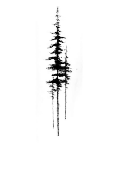 Love these trees for a tattoo.  #tattoos #inspiration Northwest Tattoo Ideas, 4 Pine Tree Tattoo, Washington Tattoo Pacific Northwest, Larch Tree Tattoo, Tree Spine Tattoo, Pacific Northwest Tattoo, Alaska Tattoo, Simple Tree Tattoo, 자작나무 그림