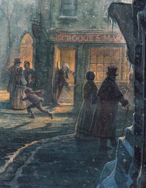 Charles Dickens Illustrations, Charles Dickens A Christmas Carol, Charles Dickens Christmas Aesthetic, Charles Dickens Aesthetic, Victorian Winter, Dickens Christmas Carol, Art Deco City, Christmas Carol Charles Dickens, Charles Dickens Christmas