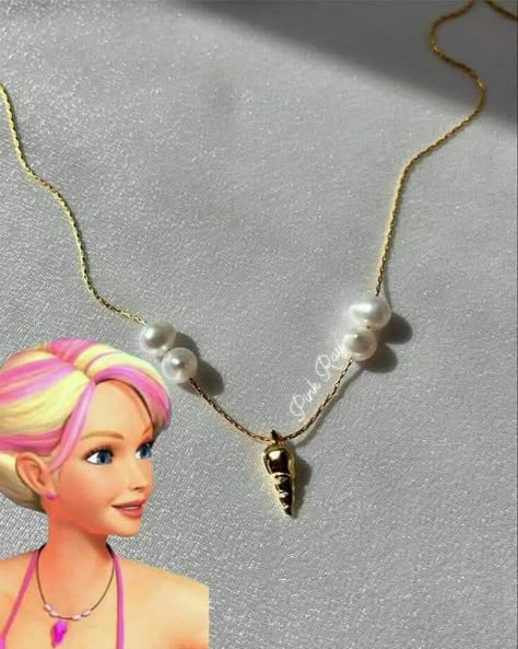 Barbie Mermaid Necklace, Barbie Jewelry For Women, Barbie Merliah, Barbie Jewerly, Disney Princess Necklace, Barbie Necklace, Disney Princess Jewelry, Shell Mermaid, Barbie Jewelry