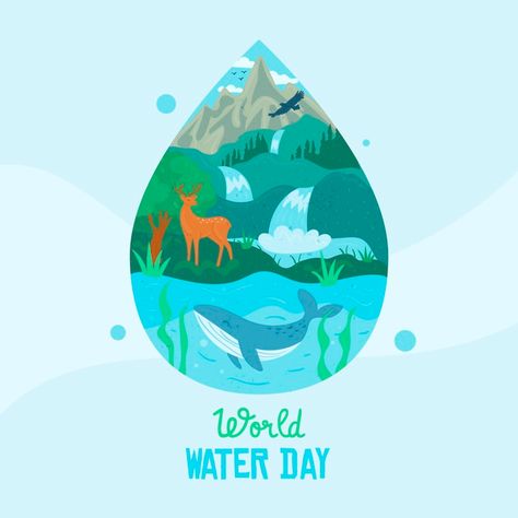 Free Vector | Hand-drawn world water day with water drop and nature Peace Drawing, Coffee Cartoon, Water Illustration, Water Poster, Illustration Story, Infographic Poster, World Water Day, Galaxy Theme, Water Drawing