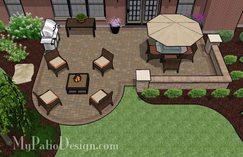 01. Patio Designs for Straight Houses – Page 2 – MyPatioDesign.com Patio And Fire Pit, Diy Patio Ideas, Unique Patios, Pavers Design, Patio Plans, Patio Pavers Design, Patio Layout, Concrete Patios, Patio Pavers