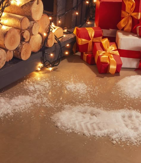 Santa Prints On Floor, Santa Snow Boot Prints, Diy Santa Footprints, Santa’s Footprints, How To Make Santa Footprints, Fake Santa Footprints, Santa Was Here Ideas, Santa Foot Prints On Floor Diy, Santa Claus Footprints