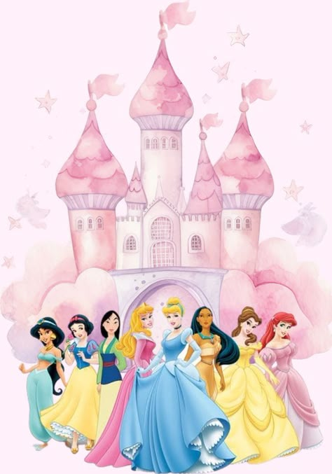 Princesas Disney Wallpaper, Disney Castle Background, Disney Princess Background, Princess Background, Disney Princess Invitations, Disney Princess Cake Topper, Disney Princess Png, Disney Princess Castle, Princess Birthday Party Decorations