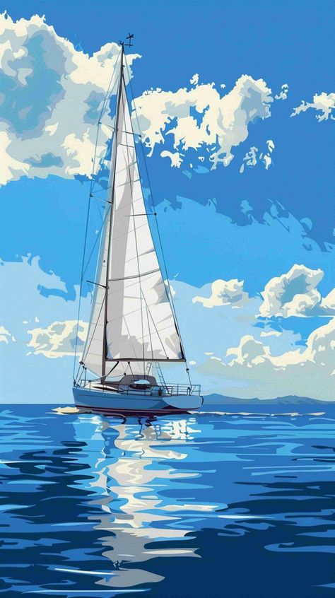 3d Beach Art, Aesthetic Drawing Ideas, Drawing Ideas Aesthetic, Sailing Theme, Africa Art Design, Explore Aesthetic, Boat Drawing, Beach Art Painting, Sailing Art