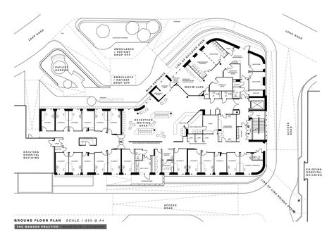 Gallery of Hospitals and Health Centers: 50 Floor Plan Examples - 21 Development Plan Architecture, Site Development Plan Architecture, Campus Plan, Hospital Plan, Hospital Floor Plan, School Floor Plan, Site Development Plan, Hospital Design Architecture, Site Plan Design