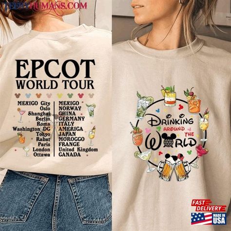 Family Trip Shirts, Disney Family Trip, Cartoons Disney, Disney World Vacation Planning, Family Disney Trip, Epcot Shirts, Drinking Around The World, Trip Shirts, Classic Sweatshirt