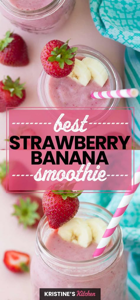 Best Strawberry Banana Smoothie, Banana Smoothie Recipes, Granitas, Smoothies Vegan, Blender Smoothie, Juice Smoothies Recipes, Fruit Smoothie Recipes Healthy, Recipes Healthy Breakfast, Banana Smoothie Recipe