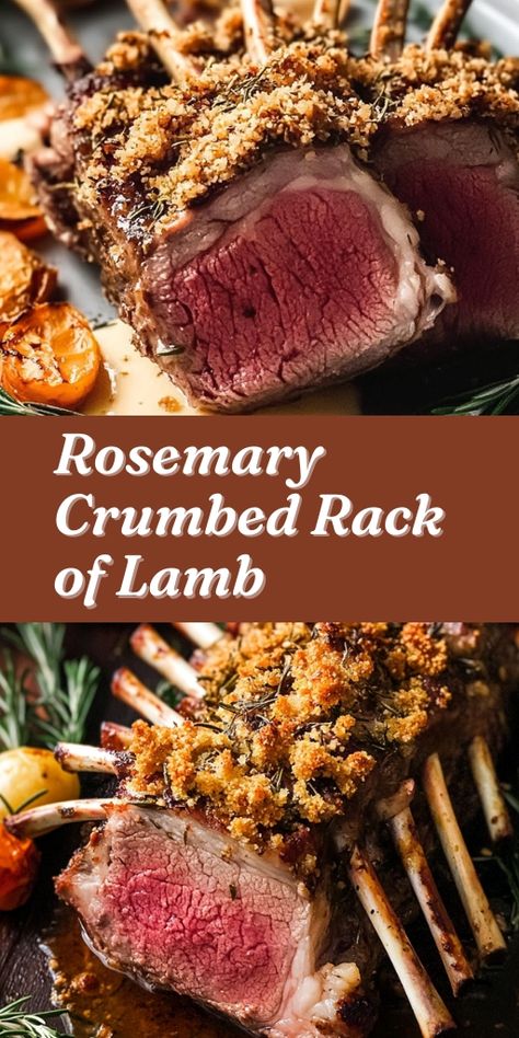 The Rosemary Crumbed Rack of Lamb is a truly elegant dish that elevates any dinner occasion! 🍽️🌿 With tender lamb coated in a fragrant rosemary crust, this dish is perfect for special gatherings, holiday meals, or when you want to impress guests with a gourmet touch.  📌 Save this pin to make a sophisticated and delicious rosemary crumbed rack of lamb for your next dinner! #RackOfLamb #ElegantDinners #HolidayMeals #RosemaryLamb #GourmetCooking #FlavorfulMeals Rack Of Lamb Recipes Oven Mustard, Rack Of Lamb Recipes, Lamb Recipes Oven, Lamb Rack Recipe, Lamb Side Dishes, Roasted Lamb Chops, Lamb Rack, Roast Rack Of Lamb, Christmas Lamb