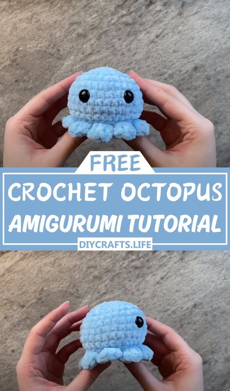 Crochet Octopus Amigurumi Patterns For Sea Creations - DIY Crafts Small Octopus Crochet Pattern Free, No Sew Crochet Octopus Pattern, Crochet Pattern Octopus Free, Small Crochet Octopus, Crochet Small Octopus Free Pattern, Cute Crochet Octopus, Mini Crochet Octopus Free Pattern, Crochet Miniatures Pattern Free, Crocheted Octopus Pattern Free