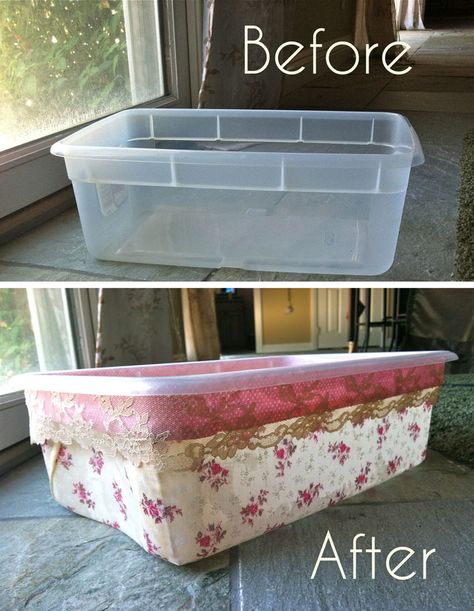 Saleena: DIY: Container Makeover Tutorial Plastic Drawer Makeover, Drawer Makeover, Diy Container, Upcycle Plastic, Plastic Crates, Plastic Drawer, Jeans Crafts, Diy Storage Boxes, Fabric Christmas Ornaments Diy