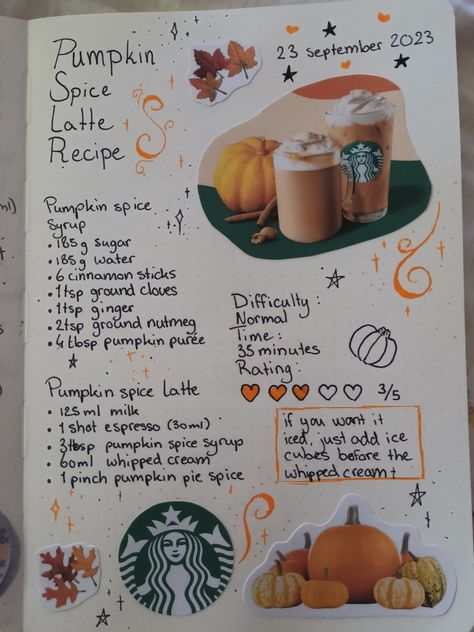 Pumpkin Spice Milk Tea, Starbucks Pumpkin Spice Latte Recipe, The Pumpkin Spice Cafe Book, Starbucks Journal, Pumpkin Spice Latte Recipe Starbucks, Lattes Recipes, Pumpkin Spice Latte Aesthetic, Pumpkin Spice Latte Starbucks, Pumpkin Latte Recipe