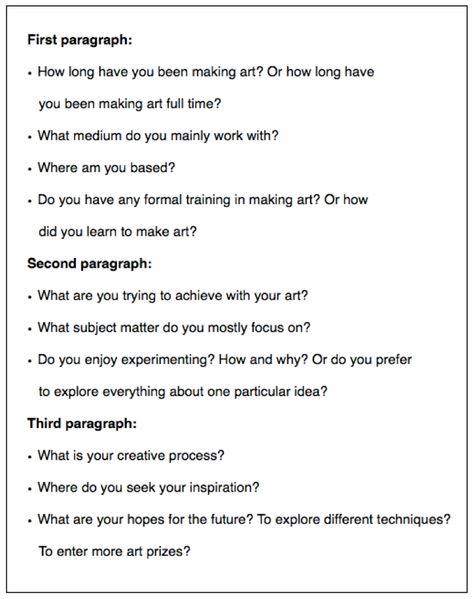 Artist Introduction Layout, Questions For Artists, Artist Bio Example, Artist Introduction, Artist Statement Template, Sketchbook Writing, Art Bio, Art Classroom Management, Artist Problems