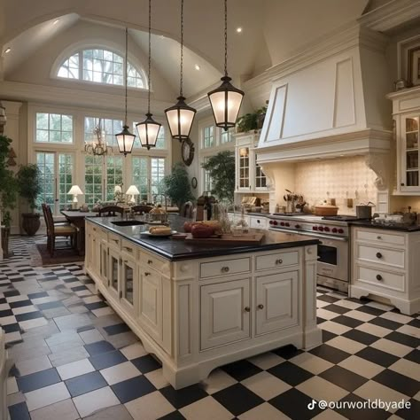 Very Big Kitchen, Big Beautiful Kitchens, Kitchen Aesthetic Old Money, Big Homey Kitchen, Grand Houses Interior, House Interior Old Money, Rich People Kitchen, France House Interior, Vintage Mansion Kitchen