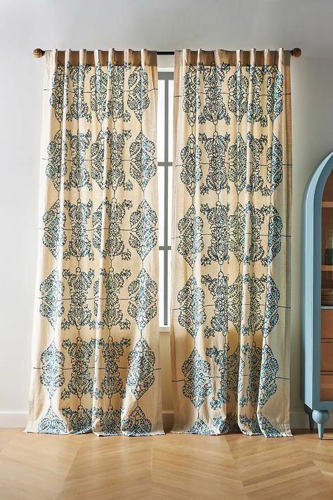 Embroidered Medina Curtain | Anthropologie UK Black White Curtains, Grey Dining Room, White Drapes, Drop Cloth Curtains, Striped Curtains, Rustic Curtains, Living Room Curtains, Grey Dining, Floral Curtains