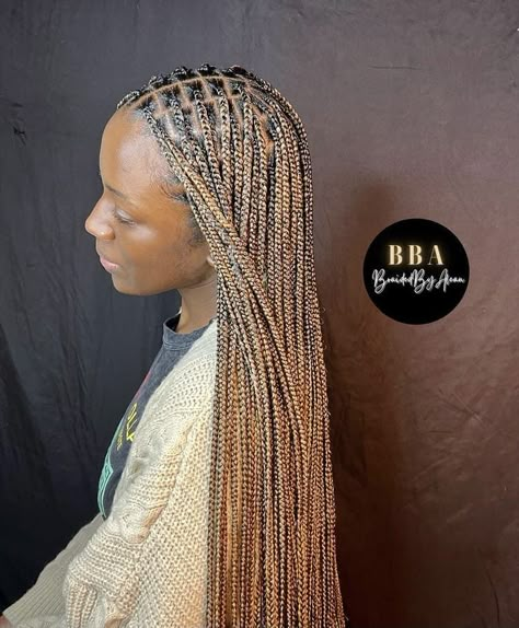 How to Mixed Colour Braids & 25 Cute Mixed Colour Braids Hairstyles Color 12 Box Braids, Small Box Braids For Black Women, Mixed Color Braids For Black Women, Black Mixed With Blonde Braids, 2 Coloured Braids, Three Color Braids Black Women, Blonde And Black Mixed Box Braids, Colour Mix Knotless Braids, Tri Color Box Braids