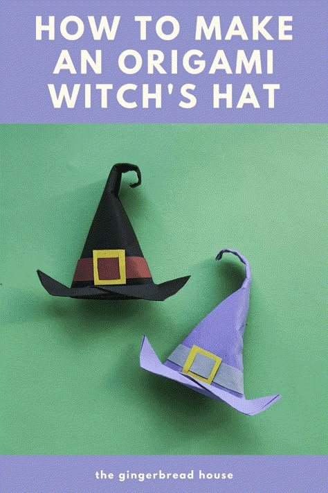 Origami Halloween Decorations, Origami Witch, Paper Hearts Origami, Origami Hat, Origami Halloween, Halloween Craft Activities, Halloween Origami, Halloween Paper Crafts, Halloween For Kids